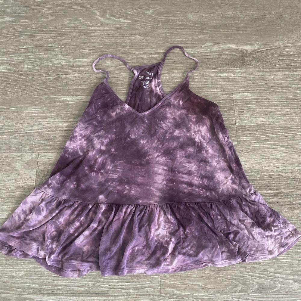 Purple tye-dye tank.